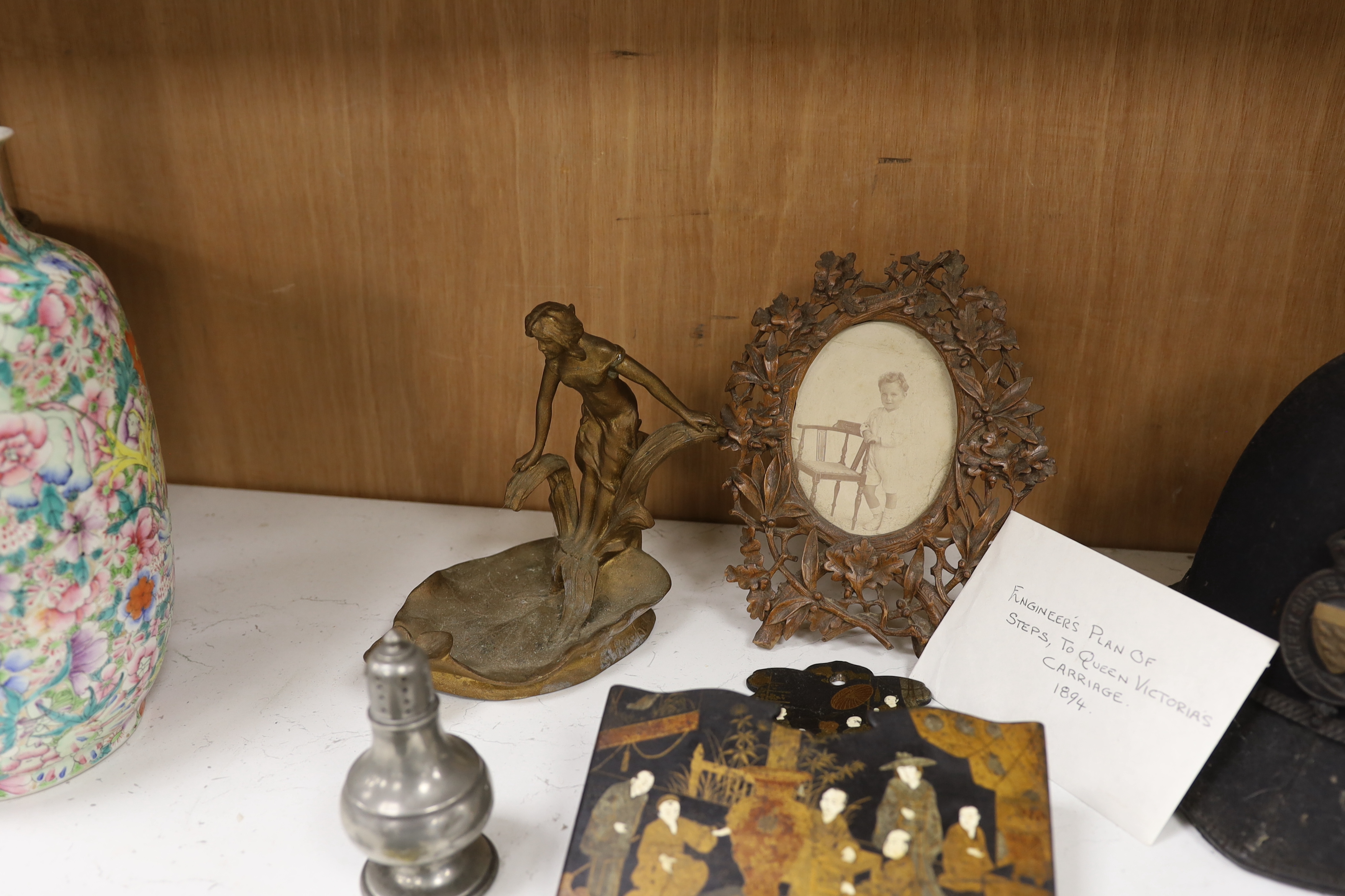 Mixed collectables - An early 20th century violin, interior label reads ‘Nicolaus Amatus fecit in Cremona 1651 Made in Czechoslavia’, an QEII General Service medal, CANAL ZONE bar, to AC1 P G DARLINGTON (2523204) RAF, a